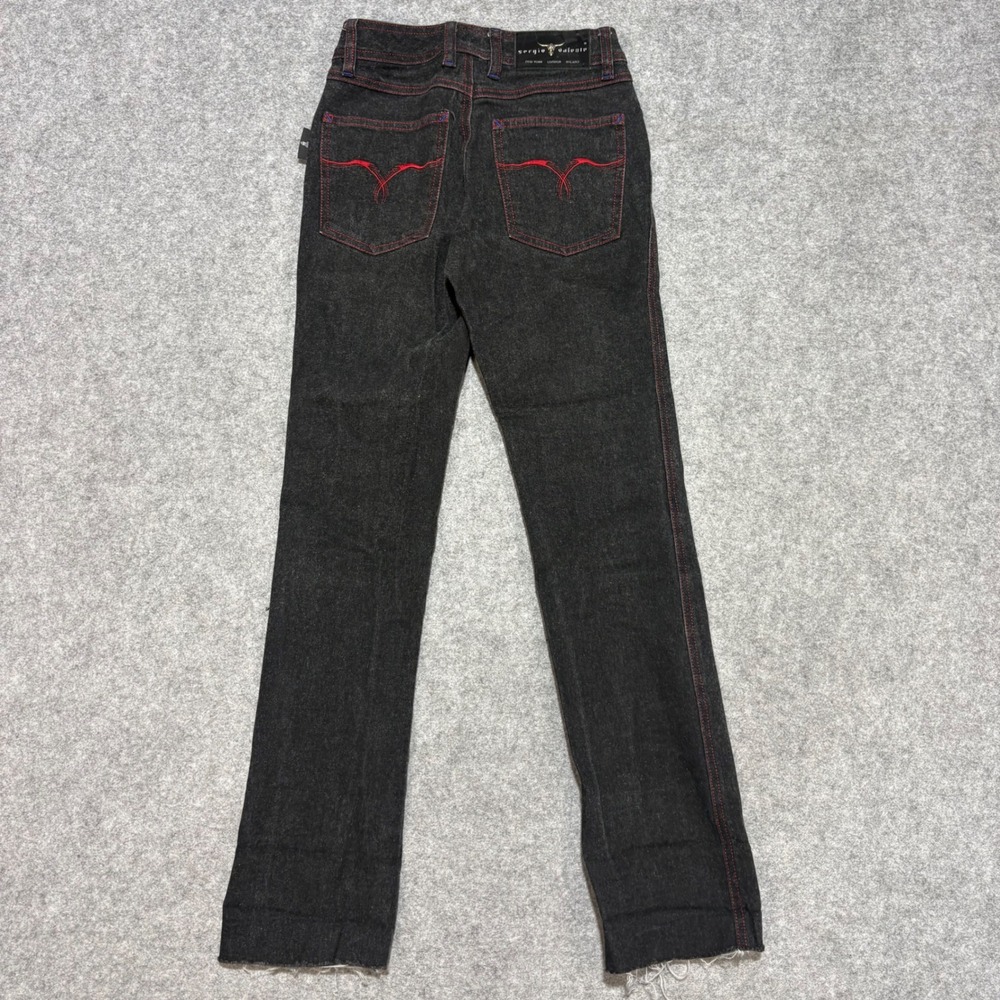 Sergio Valente Vintage Straight Leg Jeans Dark Wash Red Contrast Stitch Size 24